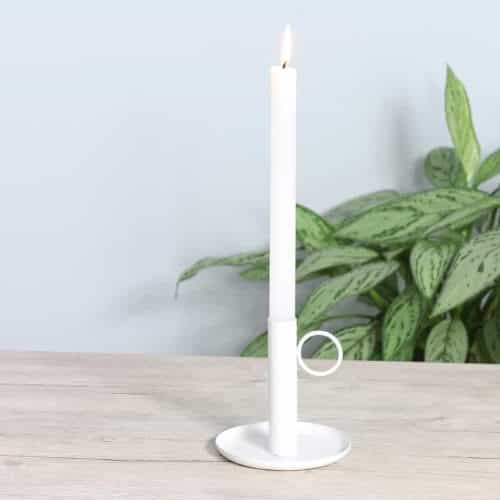 Μεταλλικό κηροπήγιο λευκό με λαβή