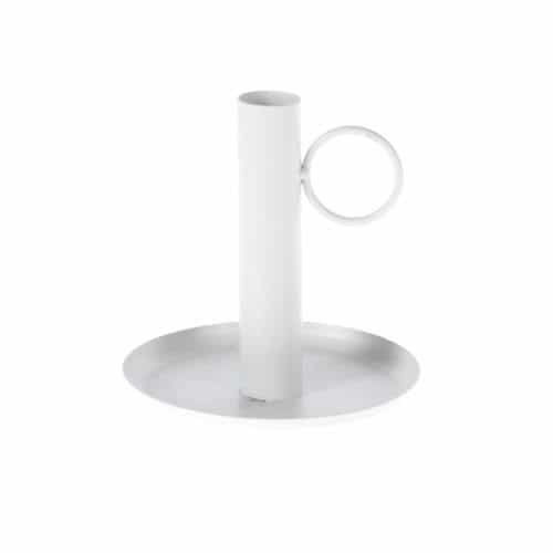 Μεταλλικό κηροπήγιο λευκό με λαβή