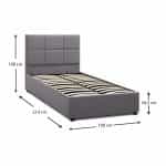 Κρεβάτι Kingston Megapap βελούδινο με αποθηκευτικό χώρο χρώμα γκρι 100x200εκ. - Image 9