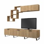 Σύνθεση τηλεόρασης Heydar Megapap χρώμα φυσικό οξιάς 210x35x50εκ. - Image 3