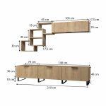 Σύνθεση τηλεόρασης Heydar Megapap χρώμα φυσικό οξιάς 210x35x50εκ. - Image 4