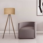 Φωτιστικό δαπέδου Rosling Megapap Mdf/ύφασμα Pvc χρώμα καρυδί/φυσικό 38x38x140εκ. - Image 2