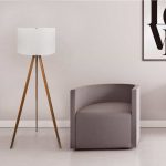 Φωτιστικό δαπέδου Rosling Megapap Mdf/ύφασμα Pvc χρώμα καρυδί/μπεζ 38x21x140εκ. - Image 2