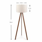 Φωτιστικό δαπέδου Rosling Megapap Mdf/ύφασμα Pvc χρώμα καρυδί/μπεζ 38x21x140εκ. - Image 3