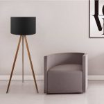 Φωτιστικό δαπέδου Rosling Megapap Mdf/ύφασμα Pvc χρωμα καρυδί/μαύρο 38x21x140εκ. - Image 2