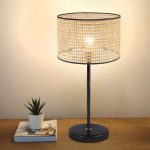 Φωτιστικό επιτραπέζιο Idaho Megapap E27 ρατάν - μεταλλικό χρώμα φυσικό - μαύρο Φ24x32εκ. - Image 2