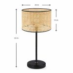 Φωτιστικό επιτραπέζιο Idaho Megapap E27 ρατάν - μεταλλικό χρώμα φυσικό - μαύρο Φ24x32εκ. - Image 3