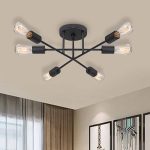 Φωτιστικό οροφής Helga Megapap E27 μεταλλικό εξάφωτο χρώμα μαύρο 50x12x20εκ. - Image 2