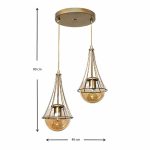 Φωτιστικό οροφής Chavi Megapap E27 μεταλλικό δίφωτο χρώμα χρυσό 40x40x80εκ. - Image 3