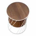 Βοηθητικό τραπεζάκι Jaspin Megapap μεταλλικό - Mdf χρώμα λευκό - καρυδί 32x32x44εκ. - Image 3