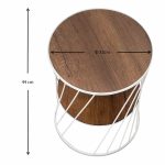 Βοηθητικό τραπεζάκι Jaspin Megapap μεταλλικό - Mdf χρώμα λευκό - καρυδί 32x32x44εκ. - Image 4