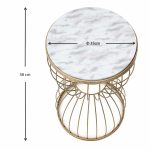 Βοηθητικό τραπεζάκι Pino Megapap μεταλλικό - Mdf χρώμα χρυσό - λευκό εφέ μαρμάρου 35x35x58εκ. - Image 4