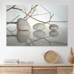 Πίνακας σε καμβά "Stones and Branches" Megapap ψηφιακής εκτύπωσης 90x60x3εκ. - Image 2
