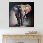 Πίνακας σε καμβά "Colorful Elephant" Megapap ψηφιακής εκτύπωσης 100x100x3εκ. - Image 2