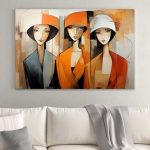 Πίνακας σε καμβά "Women in Orange" Megapap ψηφιακής εκτύπωσης 100x70x3εκ. - Image 2
