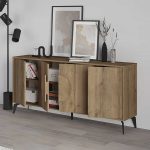 Μπουφές μελαμίνης Gora Megapap χρώμα ανοιχτό καρυδί 180x35,6x82εκ. - Image 2