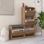 Παπουτσοθήκη Dude Megapap χρώμα ανοιχτό καρυδί 104,8x26x118,5εκ. - Image 2