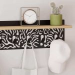 Κρεμάστρα τοίχου Novo Megapap από  μέταλλο - μελαμίνη χρώμα sapphire oak - μαύρο 80x12,2x20εκ. - Image 3