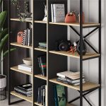 Βιβλιοθήκη Detroit Megapap χρώμα sapphire oak - silky black 143,5x35,2x175εκ. - Image 2