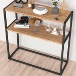 Κονσόλα Castel Megapap μεταλλική - μελαμίνης χρώμα μαύρο - pine oak 90x33,5x90εκ. - Image 4
