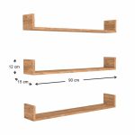 Ραφιέρα τοίχου Tyrion Megapap 3 τεμαχίων από μελαμίνη χρώμα pine oak 90x15x12εκ. - Image 3