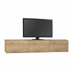 Έπιπλο τηλεόρασης επιτοίχιο Damla Megapap με LED χρώμα sapphire oak 180x29,5x29,5εκ. - Image 4