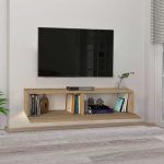 Έπιπλο τηλεόρασης επιτοίχιο Aristo Megapap με LED χρώμα sapphire oak 135x31,6x25εκ. - Image 2