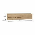 Έπιπλο τηλεόρασης επιτοίχιο Aristo Megapap με LED χρώμα sapphire oak 135x31,6x25εκ. - Image 5
