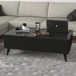 Τραπεζάκι σαλονιού Roy Megapap με σερβιτόρο από μελαμίνη χρώμα μαύρο - εφέ μαρμάρου 121x69x40εκ. - Image 2