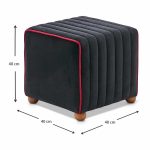 Σκαμπώ Mona Megapap βελούδινο χρώμα μαύρο 40x40x40εκ. - Image 4