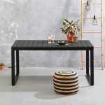 Τραπέζι κήπου Poseidon Megapap μεταλλικό - μασίφ ξύλο χρώμα μαύρο 150x82x75εκ. - Image 2