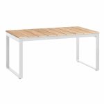 Τραπέζι κήπου Poseidon Megapap μεταλλικό - μασίφ ξύλο χρώμα λευκό - φυσικό 150x82x75εκ. - Image 4