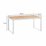 Τραπέζι κήπου Poseidon Megapap μεταλλικό - μασίφ ξύλο χρώμα λευκό - φυσικό 150x82x75εκ. - Image 6