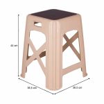 Σκαμπώ πολυπροπυλενίου στοιβαζόμενο χρώμα μπεζ 36,5x36,5x44εκ. - Image 2