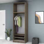 Ντουλάπα ρούχων Ricardo Megapap δίφυλλη με πατάρι και συρτάρια χρώμα καρυδί 80x51,8x240εκ. - Image 3