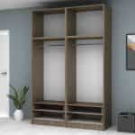 Ντουλάπα ρούχων Ricardo Megapap τετράφυλλη με πατάρι και συρτάρια χρώμα καρυδί 160x51,8x240εκ. - Image 3