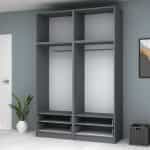 Ντουλάπα ρούχων Ricardo Megapap τετράφυλλη με πατάρι και συρτάρια χρώμα ανθρακί 160x51,8x240εκ. - Image 3