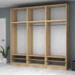 Ντουλάπα ρούχων Ricardo Megapap εξάφυλλη με πατάρι και συρτάρια χρώμα φυσικό οξιάς 240x51,8x240εκ. - Image 3