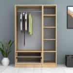 Ντουλάπα ρούχων Ricardo Megapap τρίφυλλη με συρτάρια χρώμα φυσικό οξιάς 120x51,8x181εκ. - Image 3