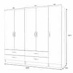 Ντουλάπα ρούχων Ricardo Megapap πεντάφυλλη με συρτάρια χρώμα φυσικό οξιάς 200x51,8x181εκ. - Image 5