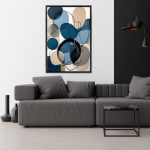 Πίνακας σε καμβά "Blue and Beige Abstract" Megapap ψηφιακής εκτύπωσης με κορνίζα χρώμα μαύρο 70x100x3εκ. - Image 2