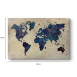Πίνακας σε καμβά "World Map" Megapap ψηφιακής εκτύπωσης 125x80x3εκ. - Image 3