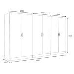 Ντουλάπα ρούχων Victoria Megapap εξάφυλλη χρώμα καρυδί 300x60x181εκ. - Image 5