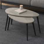 Τραπεζάκι σαλονιού σετ 2 τμχ Spline Megapap χρώμα γκρι ρετρό 80x40x46εκ. - Image 2