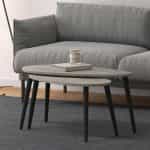 Τραπεζάκι σαλονιού σετ 2 τμχ Spline Megapap χρώμα γκρι ρετρό 80x40x46εκ. - Image 3