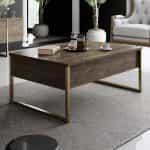 Τραπεζάκι σαλονιού Luxe Megapap χρώμα καρυδί - χρυσό 90x60x40εκ. - Image 2