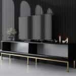 Έπιπλο τηλεόρασης Lord Megapap χρώμα μαύρο - χρυσό 180x30x47εκ. - Image 4