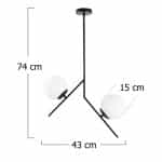 Φωτιστικό οροφής Tima Megapap E27 μεταλλικό - γυάλινο δίφωτο χρώμα μαύρο 43x15x74εκ. - Image 4