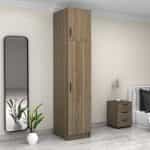 Ντουλάπα ρούχων Victoria Megapap μονόφυλλη με πατάρι χρώμα καρυδί 50x60x240εκ. - Image 4