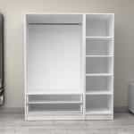 Ντουλάπα ρούχων Victoria Megapap τρίφυλλη με συρτάρια χρώμα λευκό 150x60x181εκ. - Image 3